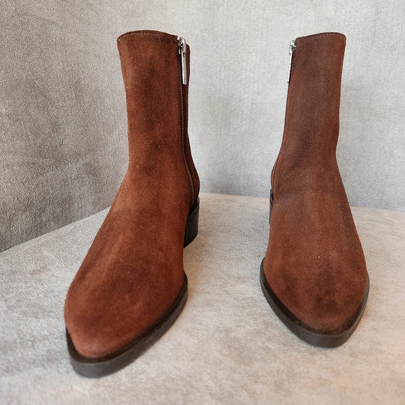 Aquatalia ankle boots 5 brown suede chocolate luxury comfort Made Italy new $495 - Picture 8 of 15